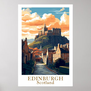 Poster Arte de Viagem Antiga Castelo Edimburgo Escócia