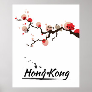 Pôster Arte de Viagem Antiga de Hong Kong