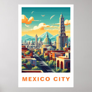 Poster Arte de Viagem Antigo da Cidade do México