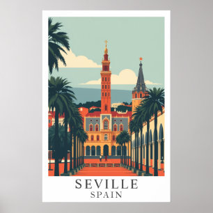 Poster Arte de Viagem Antigo Sevilha Espanha