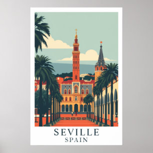Poster Arte de Viagem Antigo Sevilha Espanha