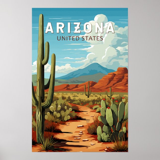 Poster Arte de Viagem Arizona Vintage (Frente)