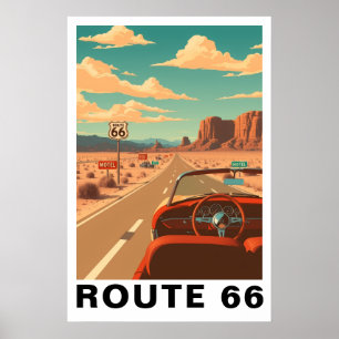 Poster Arte de Viagem Clássico da Rota 66