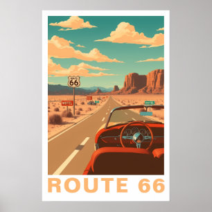 Poster Arte de Viagem Clássico da Rota 66