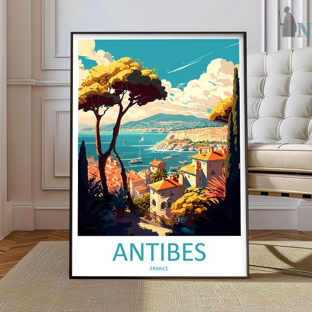 Poster Arte de viagem de Antibes para parede Enfeite de p (Criador carregado)