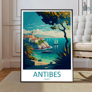 Poster Arte de viagem de Antibes para parede Enfeite de p