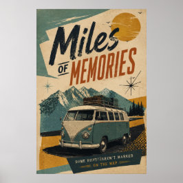Poster Arte de Viagem de Camper Retro Memórias Montanha M