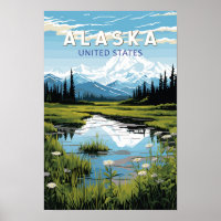 Arte de Viagem do Alasca Vintage