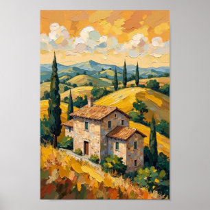 Poster Arte de Viagem do Campo Italiano Vintage
