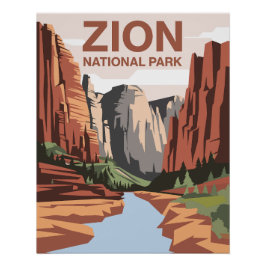 Pôster Arte de Viagem do Parque Nacional Zion