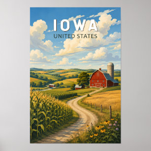 Poster Arte de Viagem Ilustração Vintage Iowa