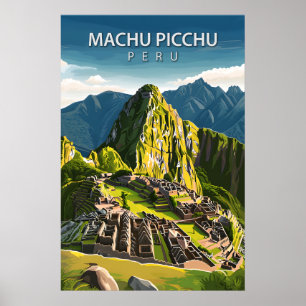 Poster Arte de Viagem Inca de Machu Picchu Vintage