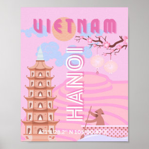 Poster Arte de Viagem no Vietnã, Rosa
