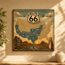 Poster Arte de Viagem pela Estrada Americana Retrô
