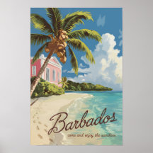 Arte de Viagem Pintura de Barbados Vintage