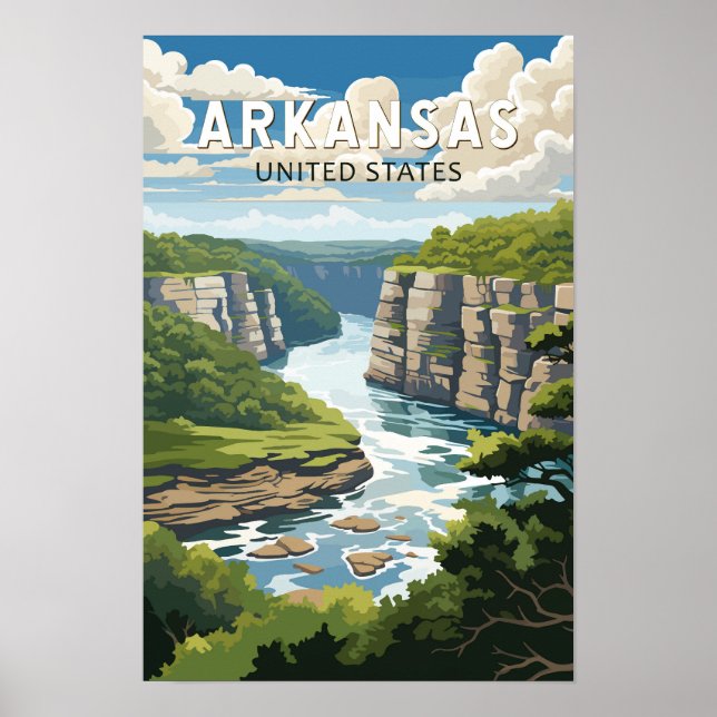 Poster Arte de Viagem Vintage Arkansas (Frente)