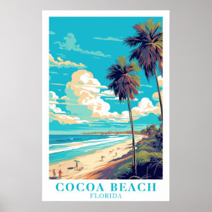 Poster Arte de Viagem Vintage Cocoa Beach Flórida