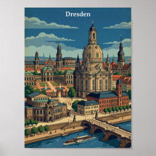 Poster Arte de Viagem Vintage Dresden Alemanha