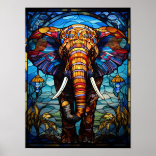 Poster Arte de Vida Selvagem de Elefante Majestoso em Vid