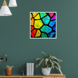 Poster Arte de Vidro Colorido com Arco-íris Rachado