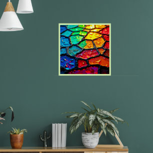 Poster Arte de Vidro Manchado Arco-Íris de Perto