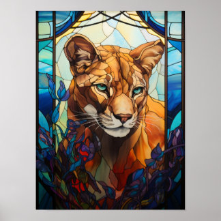 Poster Arte de Vidro Pintado Puma