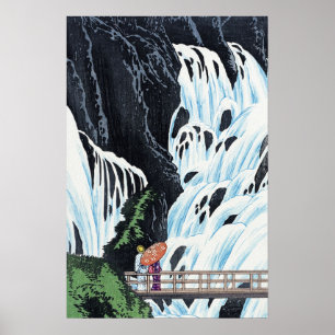 Poster Arte de Vintagem em Cascata Japonesa