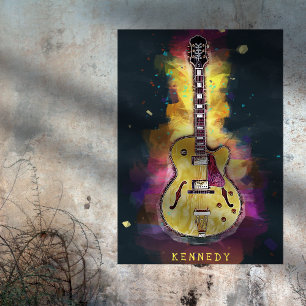 Poster Arte de Violão de Grunge legal Personalizada