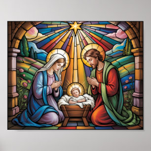 Poster Arte de Vitral da Natividade – Natal da Sagrada Fa