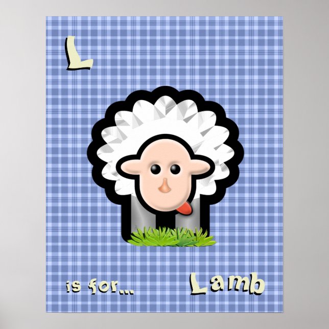 Pôster Arte de Xadrez Azul Personalizada - Lamb (Frente)