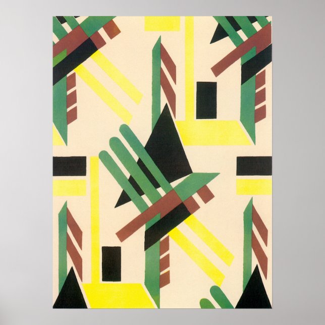Pôster Arte Deco Antiga Formas Geométricas Jazz Pochoir (Frente)