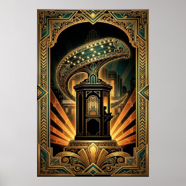 Poster Arte Deco Cyborg Silhueta da Claquete