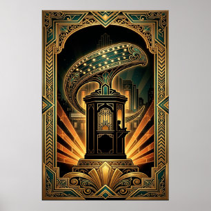 Poster Arte Deco Cyborg Silhueta da Claquete