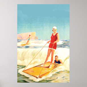 Pôster Arte deco de surf vintage