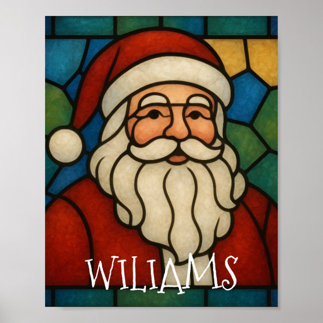 Poster Arte Deco de Vidro Colorido de Natal Personalizado (Frente)