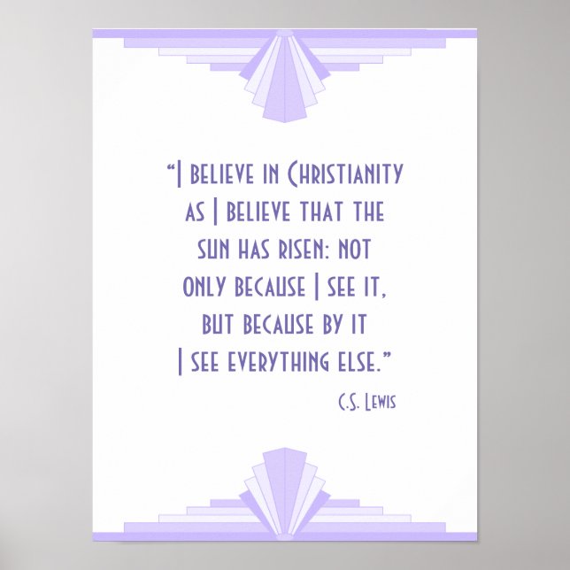 Poster Arte deco em lilás com citação cristã (Frente)