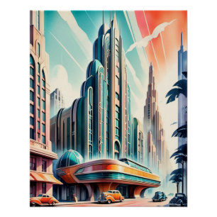 Pôster Arte Deco Futurística Poster Urbana.