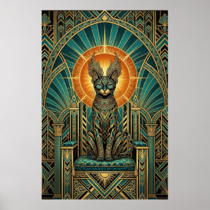 Poster Arte Deco Gato com Halo Real Parede Arte