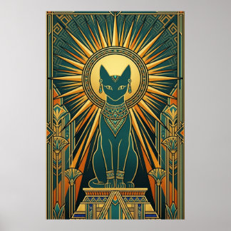 Poster Arte Deco Gato Preto Subindo Arte de Parede