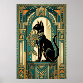 Poster Arte Deco Gato Subindo na Cortina Arte de Parede