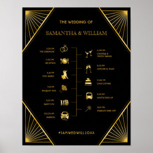 Poster Arte Deco Gatsby Sinal de Linha do Tempo de Casame