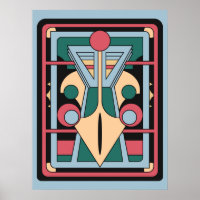 Arte Deco Geométrica Futurista Retrô Pavão