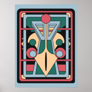 Poster Arte Deco Geométrica Futurista Retrô Pavão