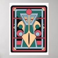 Arte Deco Geométrico Futurista Retrô Pavão