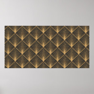 Poster Arte Deco Padrão Geométrico Sem Olhos. Elegante