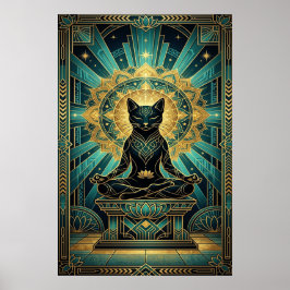 Poster Arte Deco Pirâmide Egípcia Gato Arte de Parede