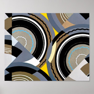 Pôster Arte Deco Pochoir Vintage Formas Geométricas de Ja