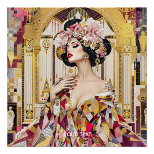 Pôster Arte Deco Senhora Fantasia Fofo