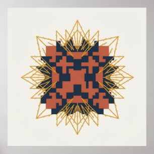 Poster Arte Deco Terracota Naval Geométrico Arte Explosão