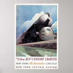 Pôster Arte Deco Vintage de Viagens Ferroviárias, 1938